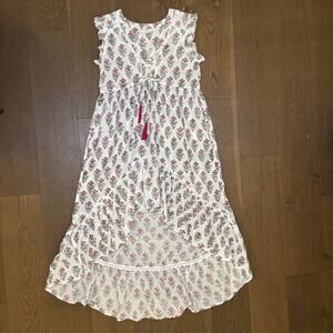 Kemble Emma Dress in Red Azalea RARE 100% Cotton high Low Hem Midi Size Medium